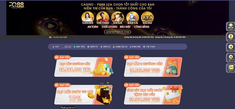 PQ88 - Nhà cái cá cược thú vị và hấp dẫn hàng đầu châu Á 2 Ngập Tràn Khuyến Mãi