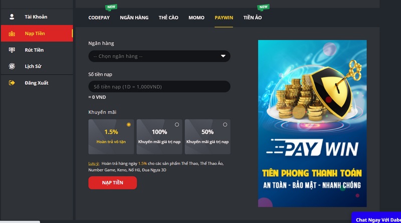 Bật mí cách rút và nạp tiền Dabet cực dễ dàng cho tân binh 6 Nhà Cái Cung Cấp Cho Anh Em Phương Thức Thanh Toán Nhanh Qua Paywin