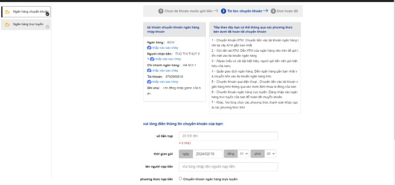 Nạp tiền I9Bet dễ dàng, nhanh gọn chỉ sau vài giây 2 Hướng Dẫn Nạp Dễ Dàng Thông Qua Tài Khoản Công Ty Tại I9Bet